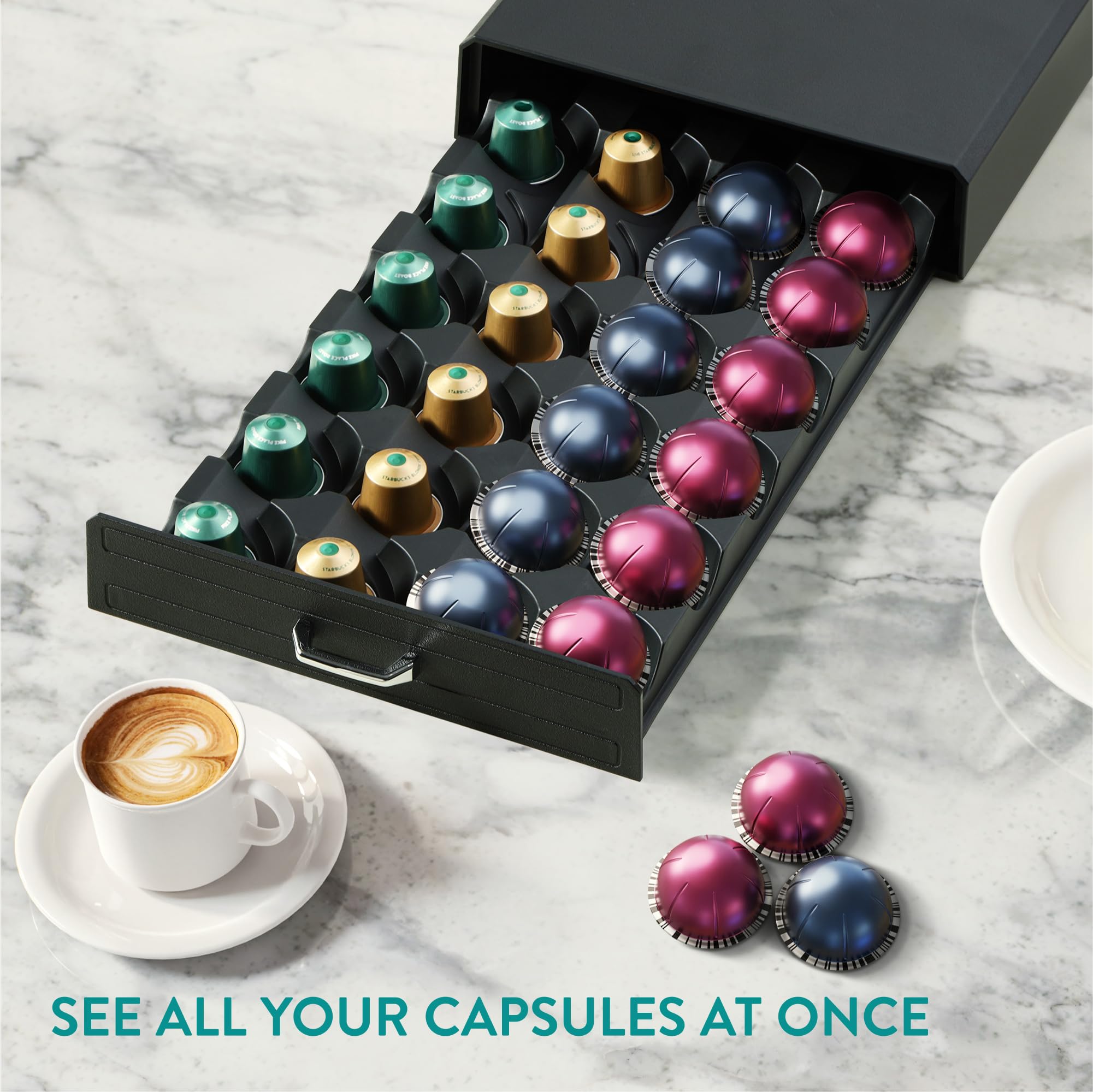 Portacapsule Per Nespresso Vertuo - Cassetto Da 24 Capsule, Grigio - Navaris