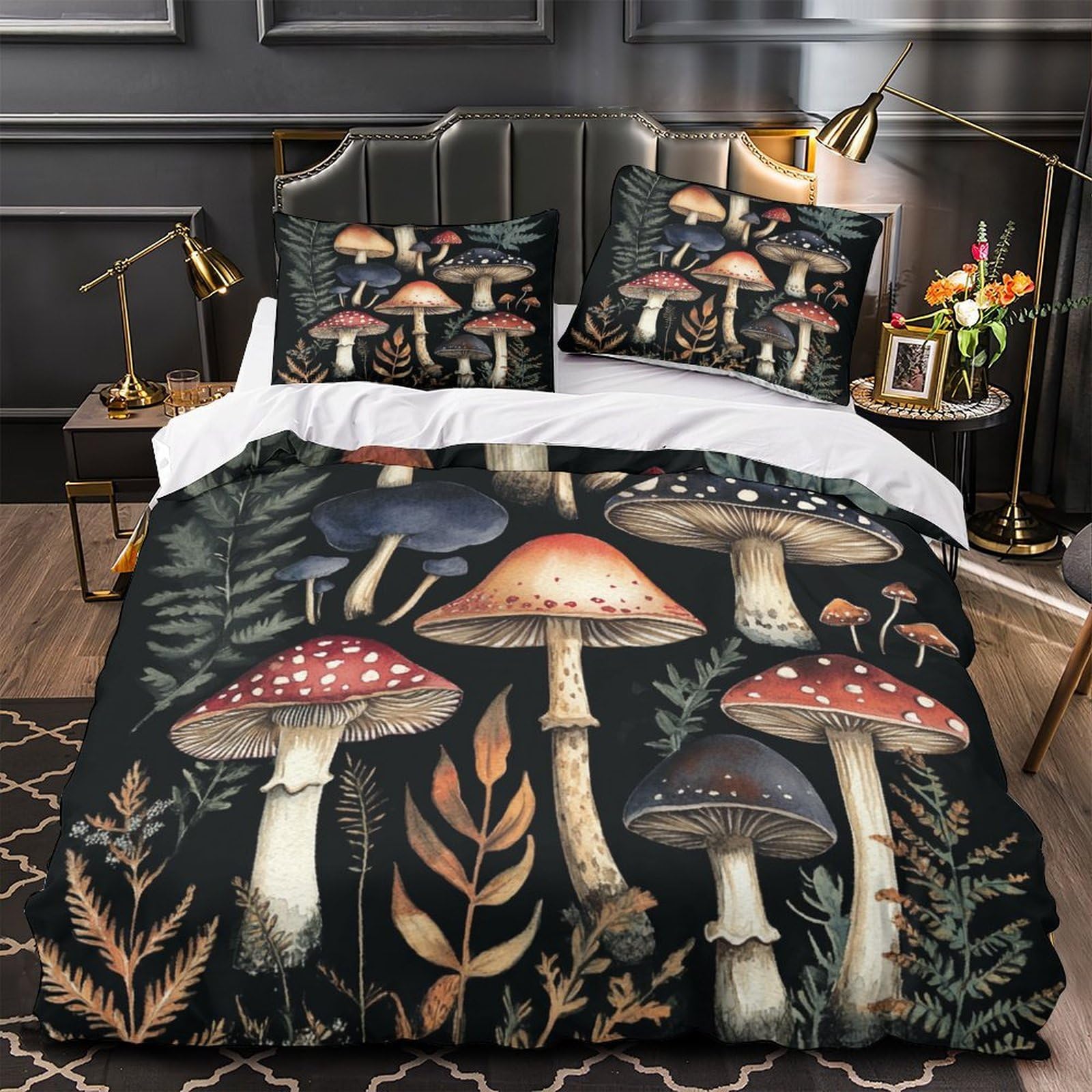 Parure de lit champignon 3D entretien facile pour lit super king size