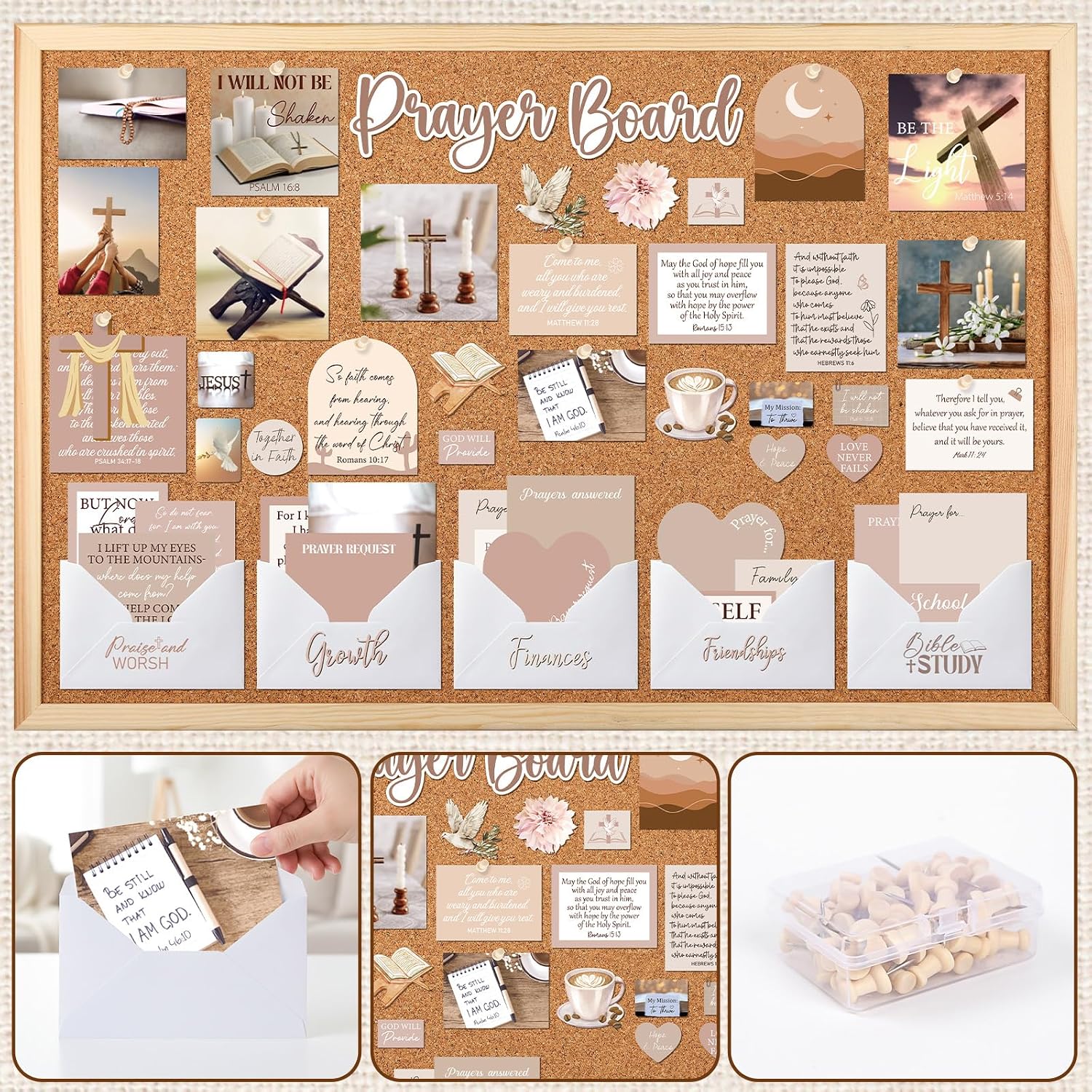 162 Pcs Brown Prayer Board Kit Christian Prayer Board Supplies image 4