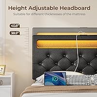 Vista 6 de Rolanstar Base de cama Queen con 4 cajones de almacenamiento y estación de carga, cama Queen con luces LED, 2 USB y 1 tipo C, cabecera ajustable