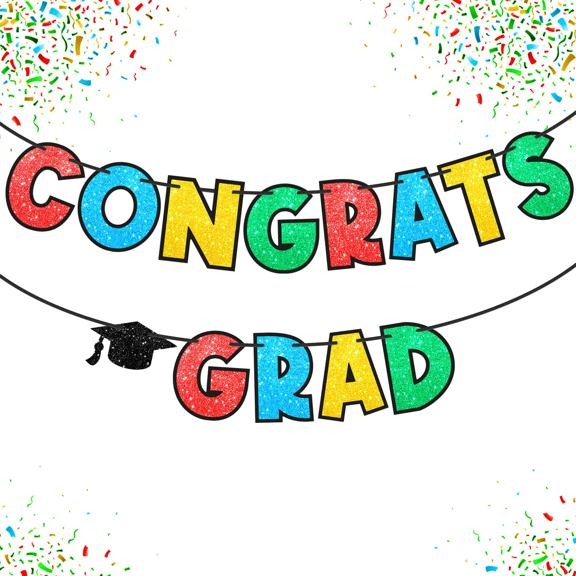 KatchOn, Glitter Kindergarten Graduation Banner - 10 Feet, No DIY | Congrats Grad Banner | Colorful Congrats Grad Sign for Kindergarten Graduation Decorations | Preschool Graduation Decorations 2024