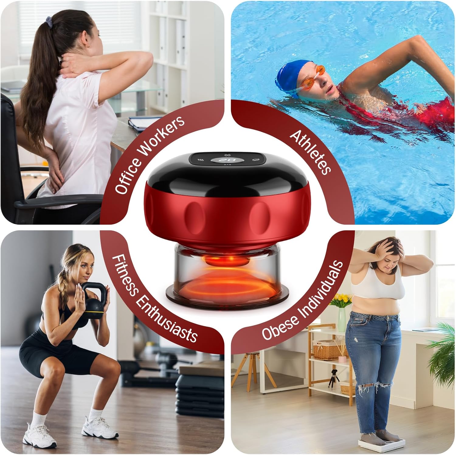 2 Pack Smart Cupping Therapy Massager, 7 in 1 Red Light Cupping Therapy Set with 2 Modes for Targeted Pain Relief, Muscle Soreness,Tighter Skin,Cupping Kit with 12 Levels Suction and Heat - Image 9