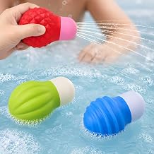 3 Pack Sensory Squeezing Water Bath Toys for Toddlers 1-3, Soft Silicone Bathtub Water Spray Toys, Textured Pool Floating Toys for Babies Kids, Fun Bath Time Toys, Birthday Gifts 18+ Months