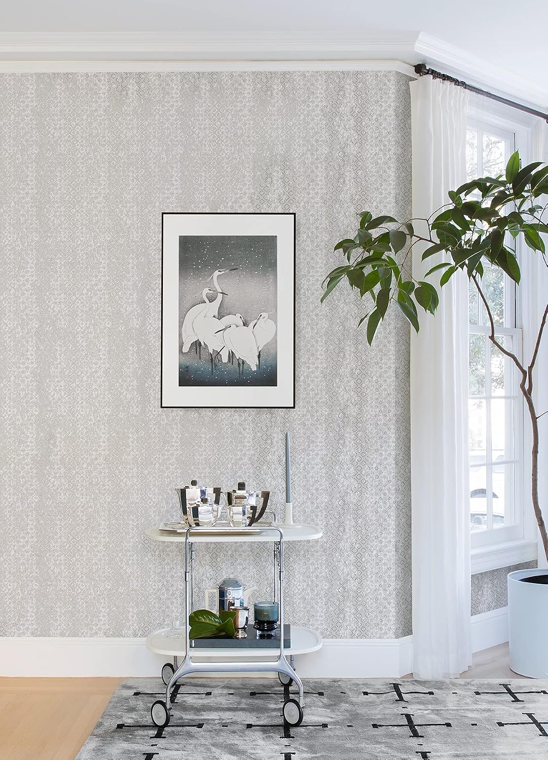 A-Street Prints Artemis Silver Damask Wallpaper
