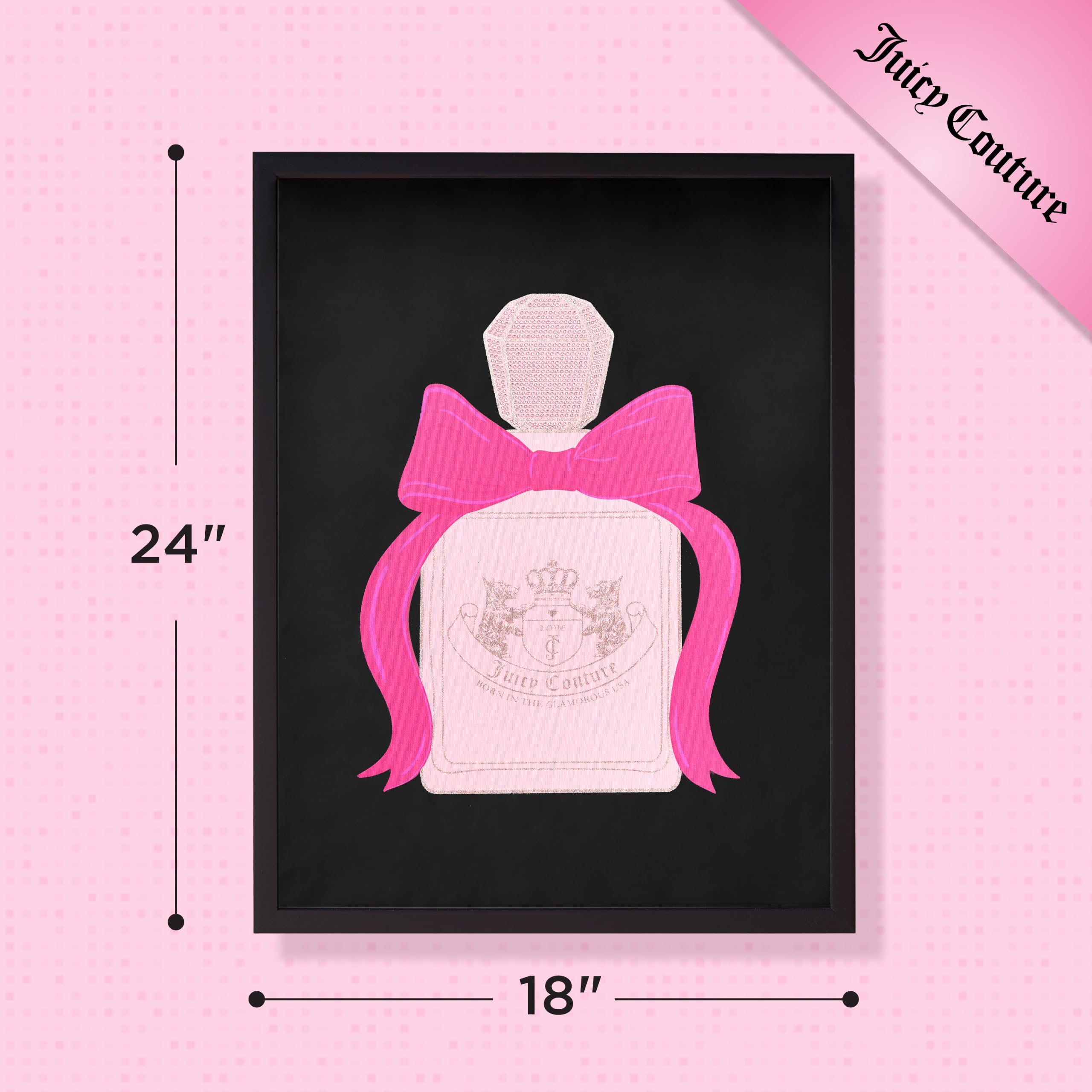 Juicy Couture Bottiglia di profumo Shadow Box Wall Art Nero 45,7 x 61 cm