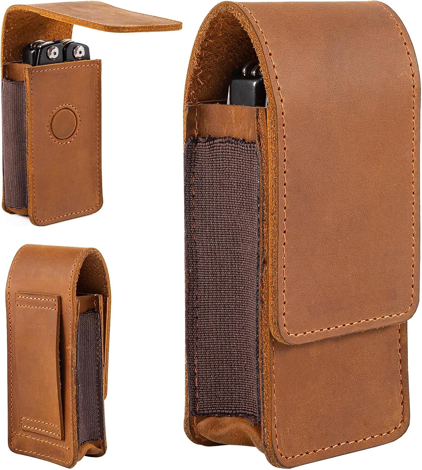 Knife Pouch, Leather Pocket Knife Sheath for Leatherman Daily Carrying