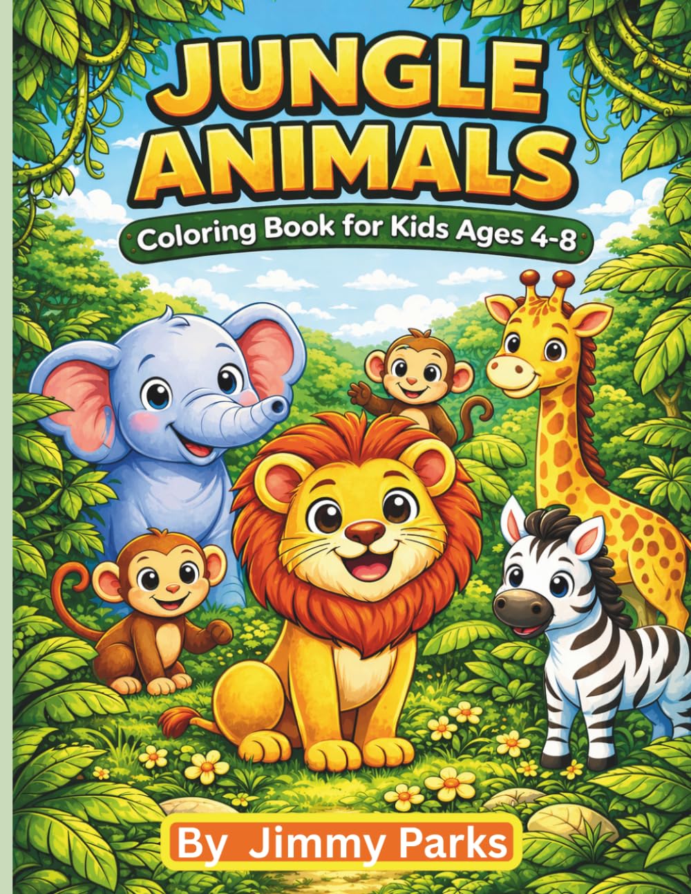 Jungle Animals Coloring Book for Kids Ages 4–8