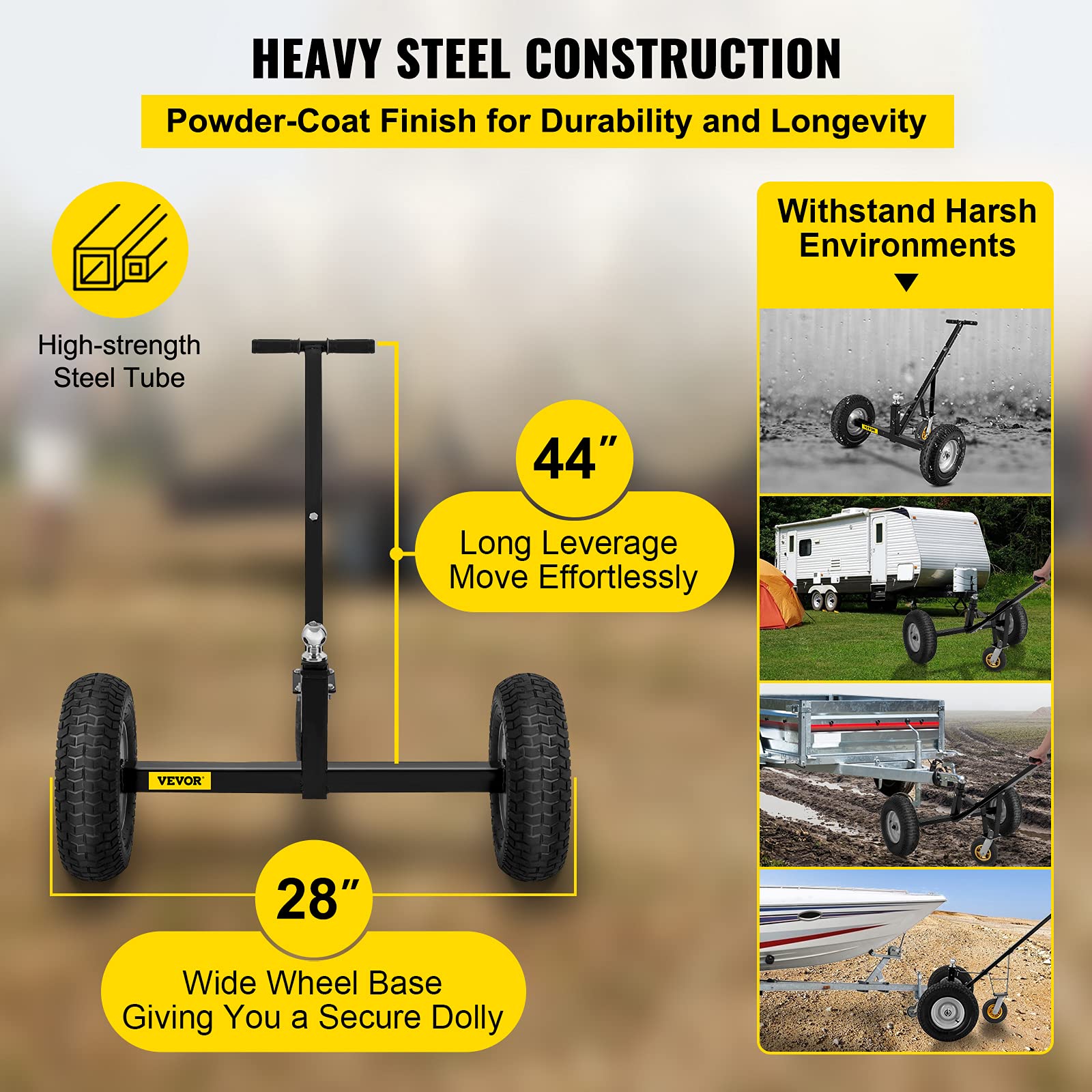 VEVOR Adjustable Trailer Dolly, 800 Lbs Capacity Trailer Mover Dolly