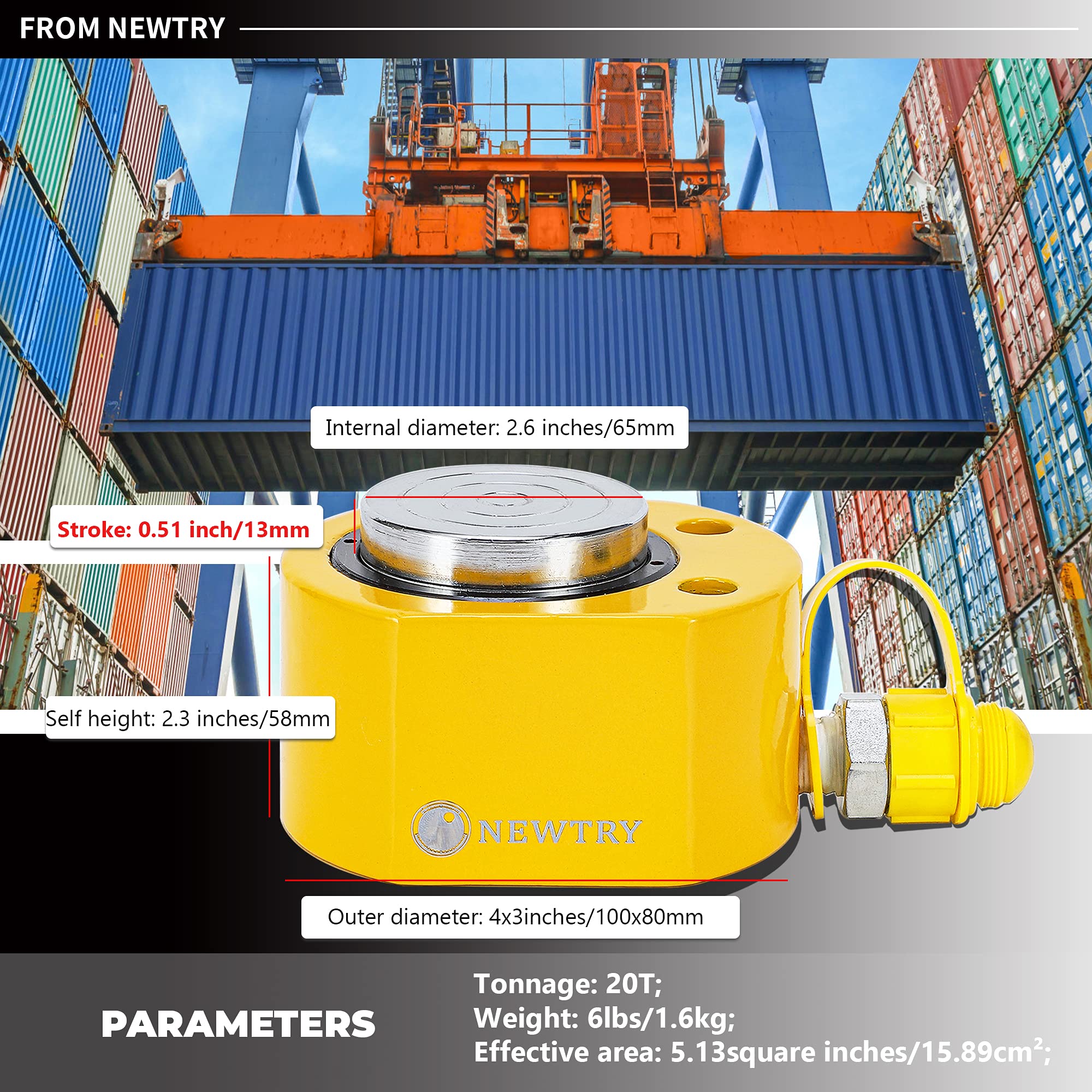 Buy NEWTRY Hydraulic Jack Hydraulic Cylinder 20T Hydraulic Ram Lifting