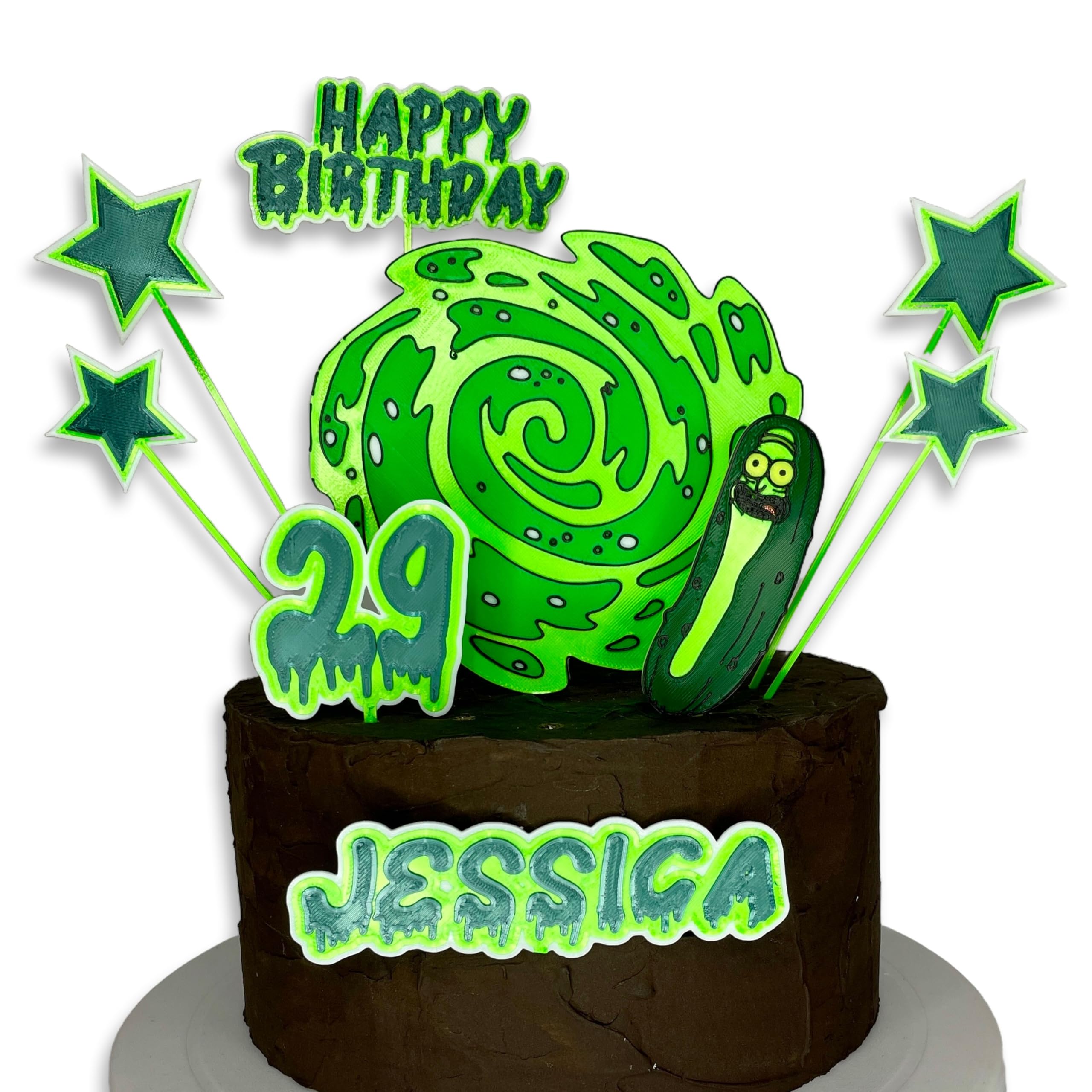 Pickle Cake Topper Kit, 18cm Tall, with Accessories, Personalised, Biodegradable PLA