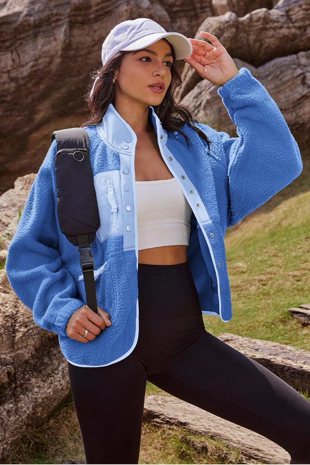 Nirovien Womens Fuzzy Fleece Jacket Button Down Sherpa Coats Casual Winter Warm Outwear with Pockets - Image 5