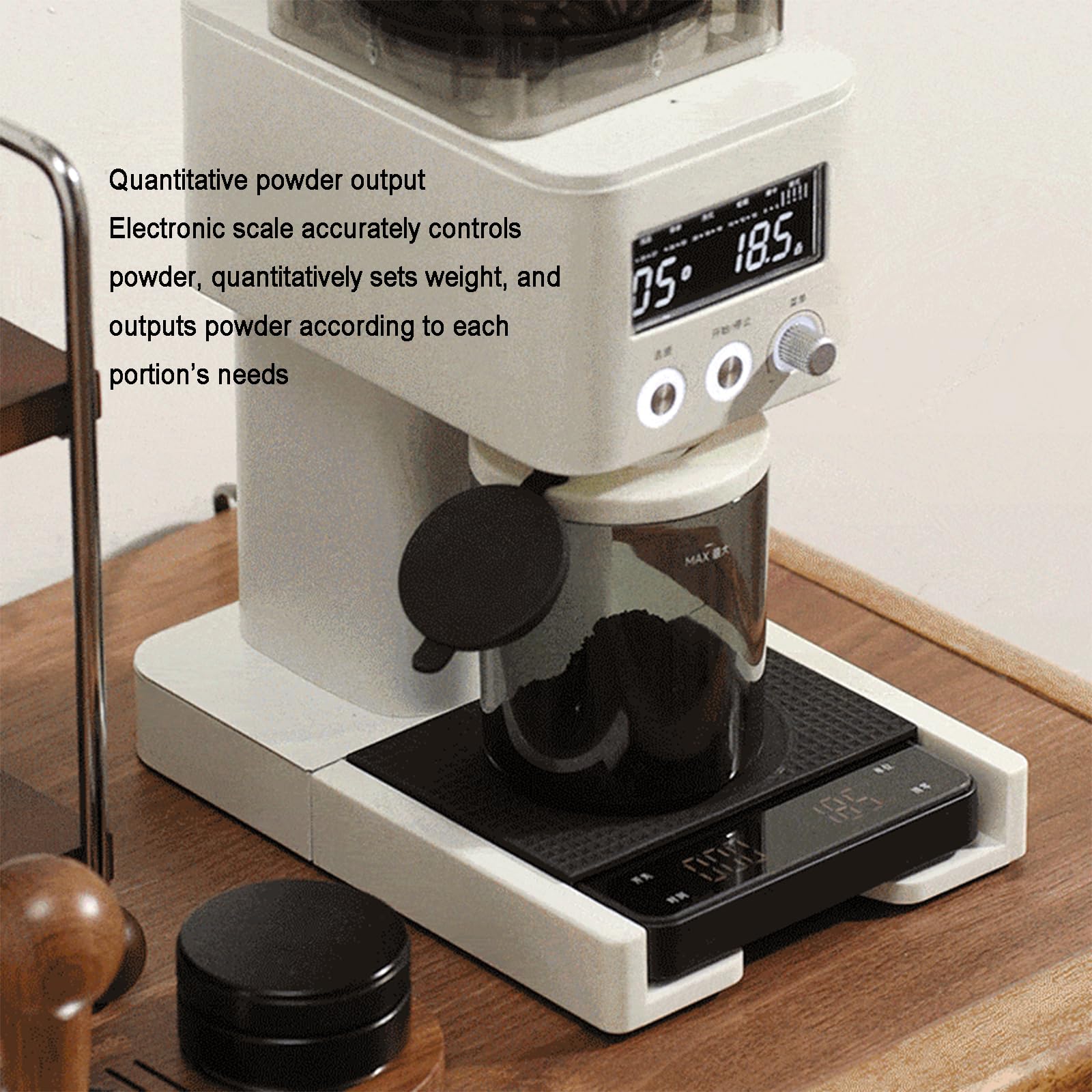 Molinillo De Café Eléctrico, Molinillo De Café Expreso con Muelas Cónicas, 30 Ajustes De Molienda Precisos, Panel De Control LED, Escala De Café Extraíble