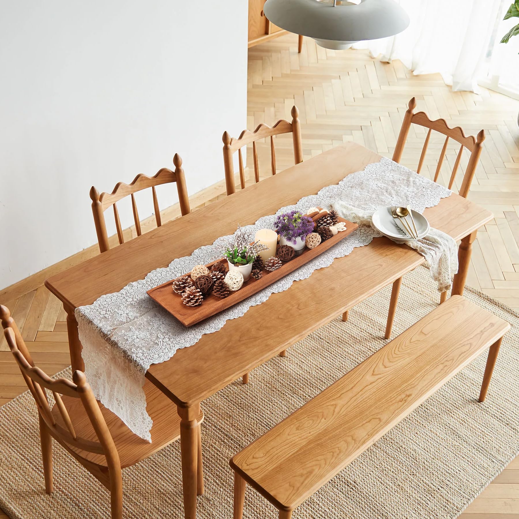 Athaliah Wood Dough Bowl, 31.5 Inchs Natural Solid Wooden Dough Bowls, Rustic Long Wooden Bread Bowl for Table Centerpiece Dining Room Home Kitchen Decor