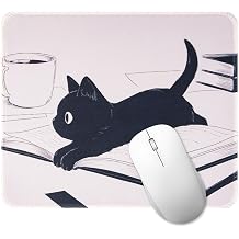 Mouse Pad Cute Black Cat Mousepad Rectangle Pads for Wireless Mouse Desk Accessories,10"X8" Mousepad with Non-Slip Rubber Base, Stitched Edge Mouse Pads for Desk, Computers, Laptop, Office