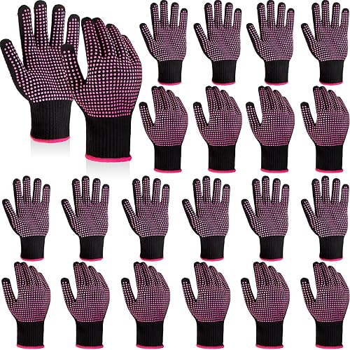 Suhine 20 guantes resistentes al calor con golpes de silicona, guantes profesionales resistentes al calor para peinar el cabello, rizar, guantes de