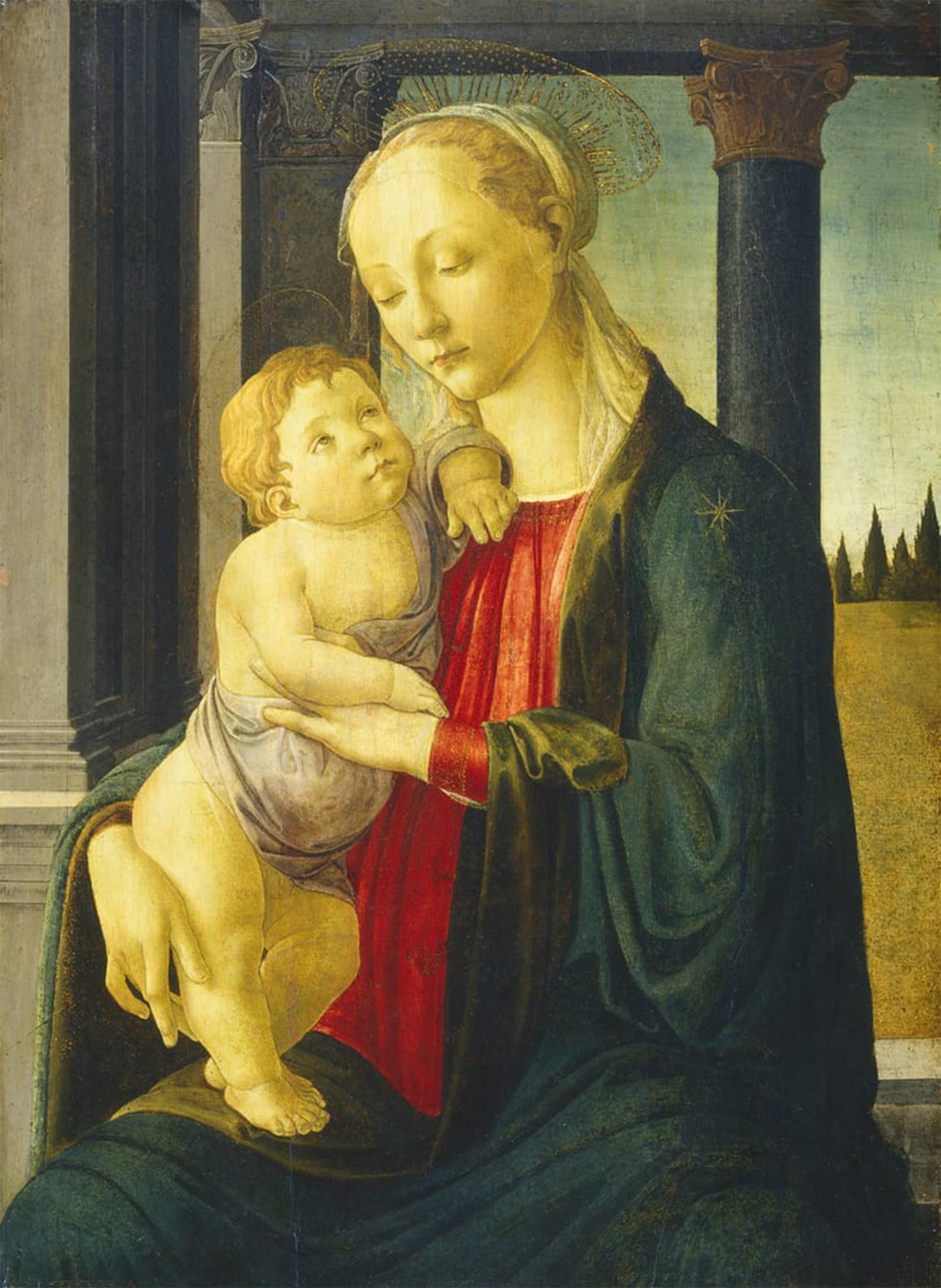 SERENDIPITP Retro Picture Poster Wall Art Pictures Painting Lady and child by Sandro Botticelli Wall Art Canvas Print for Wall Decor 60x90cm