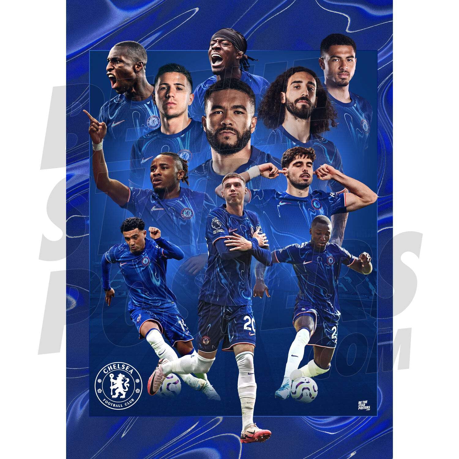 Chelsea FC girls's 24/25 Team Montage Poster Framed A2 - Official Chelsea Poster - Perfect Chelsea Gifts for Boys & girls - Football Wall Art - Premier League Posters & Chelsea Gift Idea