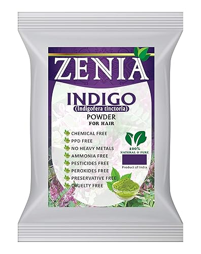 Zenia Tinte índigo en polvo para cabello y barba 7 onzas (7 onzas) Tinte para el cabello 100% natural Color de cabello a negro naturalmente 100%