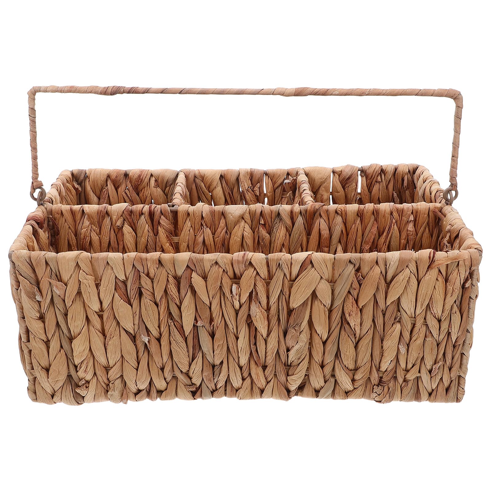 Cabilock Cesta De Almacenamiento De Mano Tejida De Paja Cestos Almacenaje Canasta Cesta De Almacenamiento Tejido a Mano Soporte De Cubiertos Light Brown