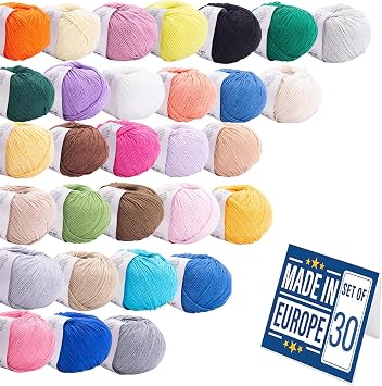 30 Balls YarnArt Balls 55% Cotton 45% Fine-Sport 2 Acrylic Cotton Yarn Knitting Crochet Baby Softness Multicolor Thread Summer Top Most Used Colors