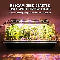 Vista 7 de Ryscam Bandeja de inicio de semillas con luz de crecimiento, kit de inicio de semillas de 96 celdas, bandejas de inicio de plántulas con cúpulas