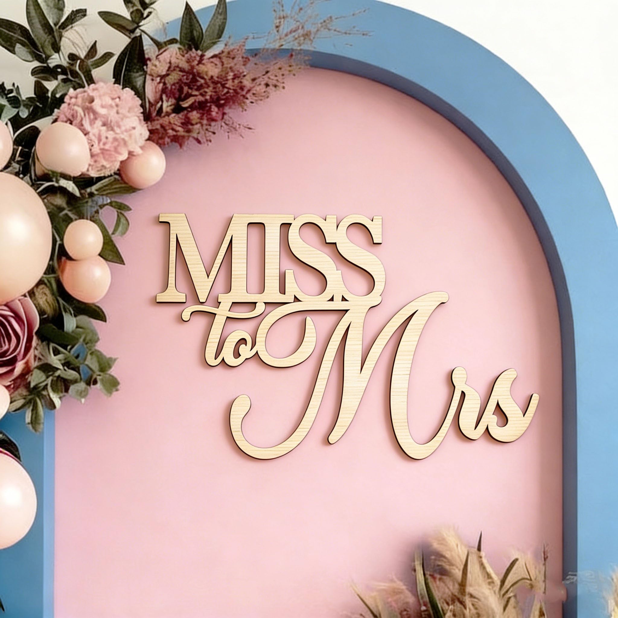 Lvbeybc Natural Wood Wooden Miss To Mrs Wedding Sign,Bridal Shower Decoration,Wedding Venues Sign,Engagement Party Decoration,Bride To Be Backdrop,Miss To Mrs Party Photo Props