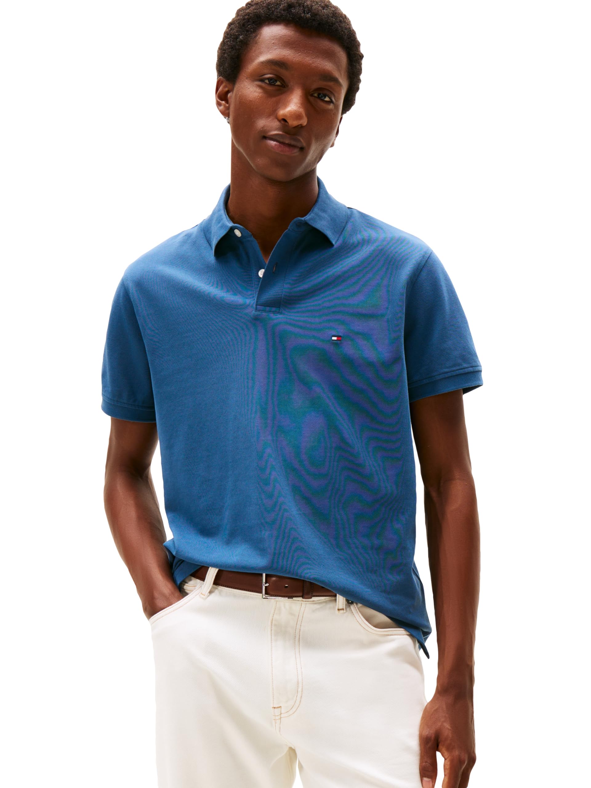 Tommy Hilfiger Men's Short Sleeve Polo Shirts in Classic Fit with Stretch and Organic Pique Cotton