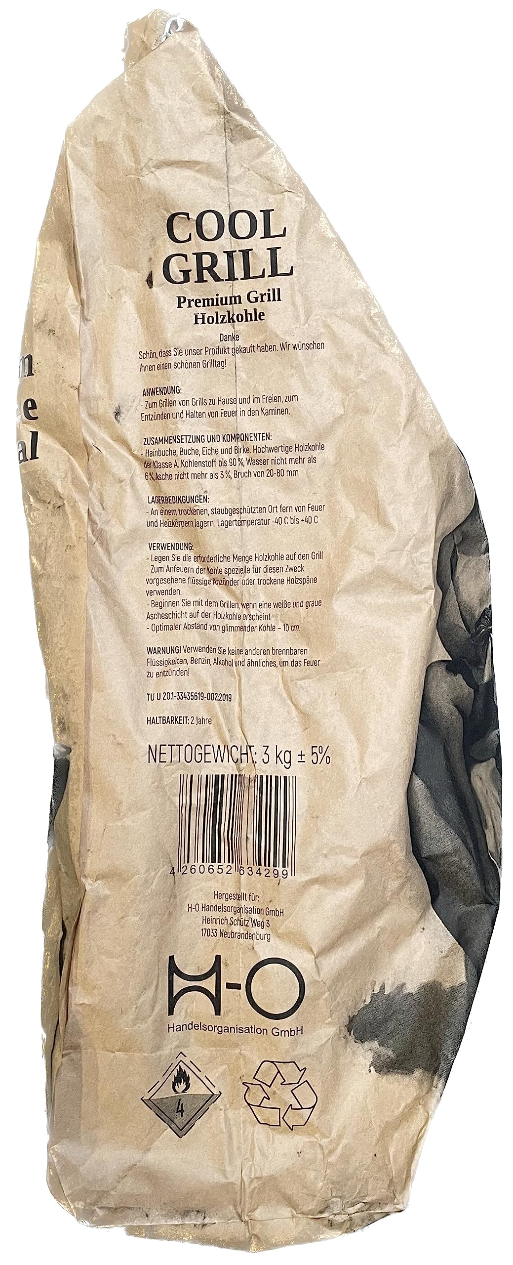 H-O Cool Grill Premium Grill Holzkohle 12kg (4x3kg)