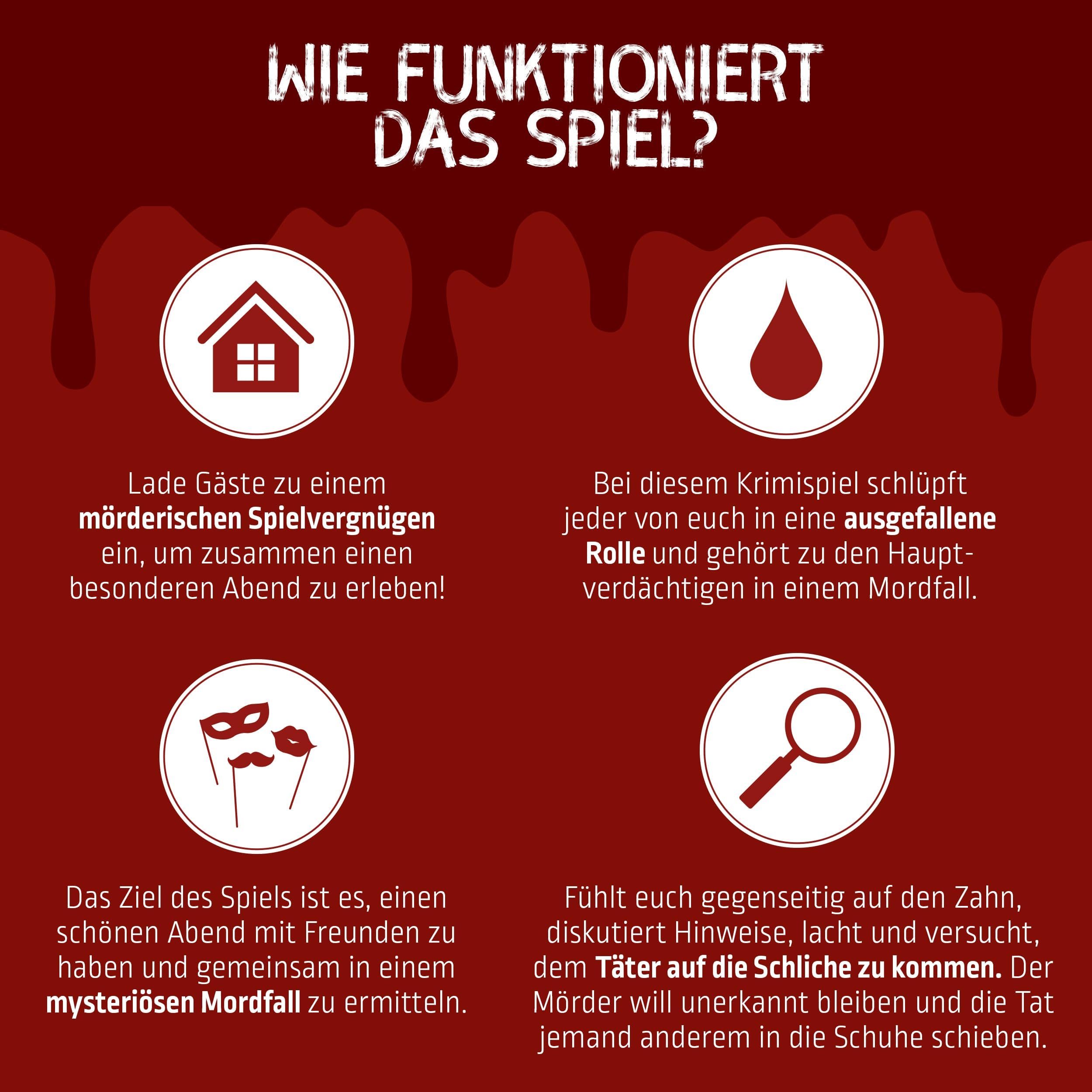 MORD bei Tisch Krimidinner für Zuhause - 4 bis 6 Personen - Der Dschungelstars Fall - Das Krimi Spiel ab 16 Jahren – Ideal als Krimi Dinner für eine mörderische Dinnerparty
