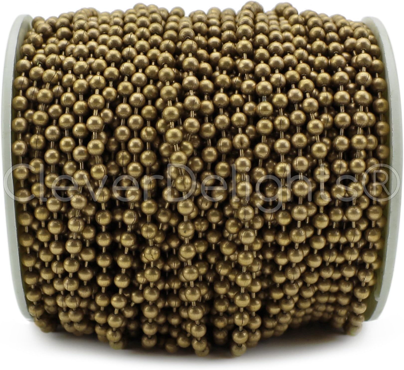 CleverDelights 3.2mm (1/8") Ball Chain - Antique Bronze Color - 30 Feet