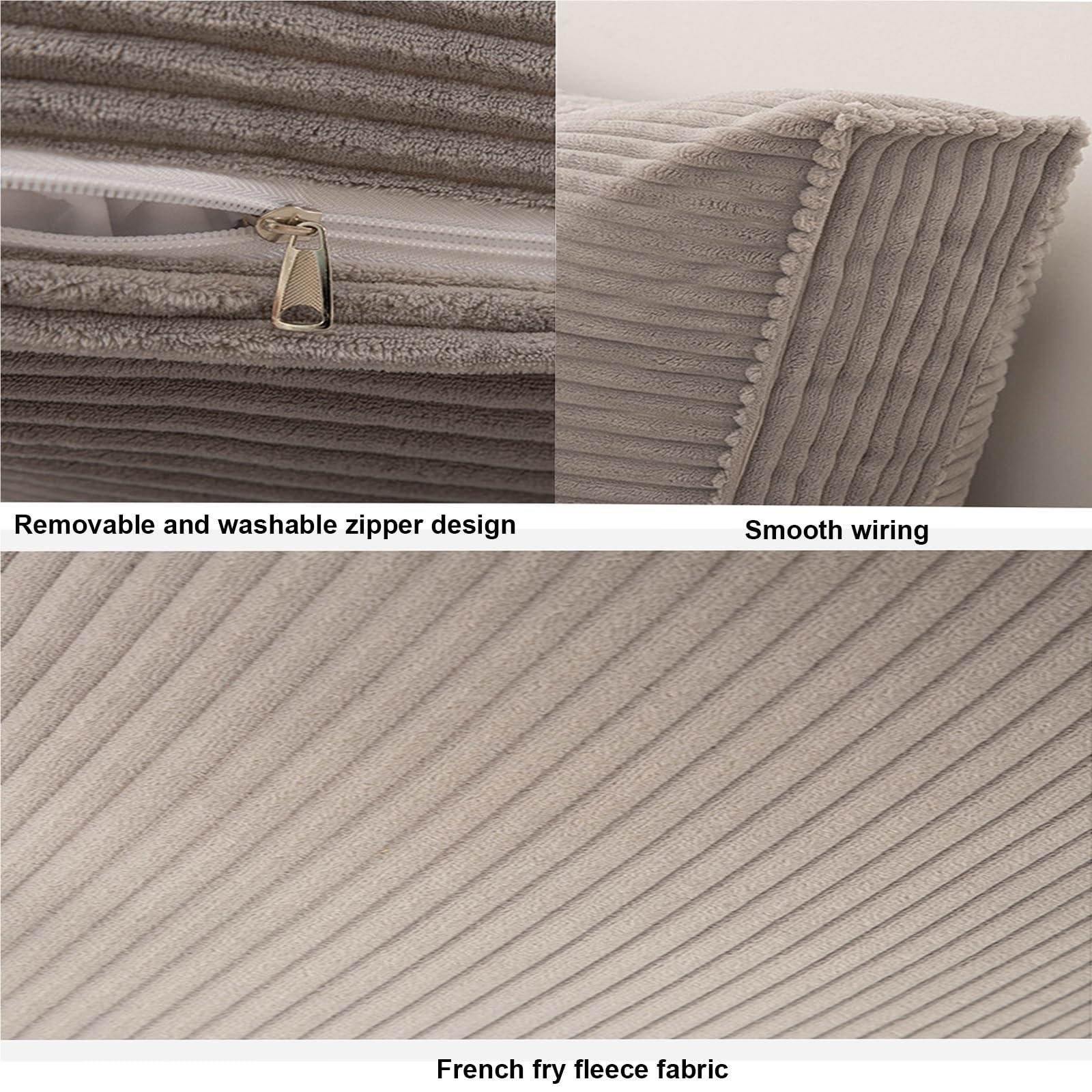 NEPHRA Respaldo Cama y Sofá, Cojín de Lectura para Cama, Cojines Grandes con Cubierta Renovable, Extra Grueso, Antideslizante, Algodón PP, para Relajarse y Leer(Light Gray,70x55x18 cm 1pc)