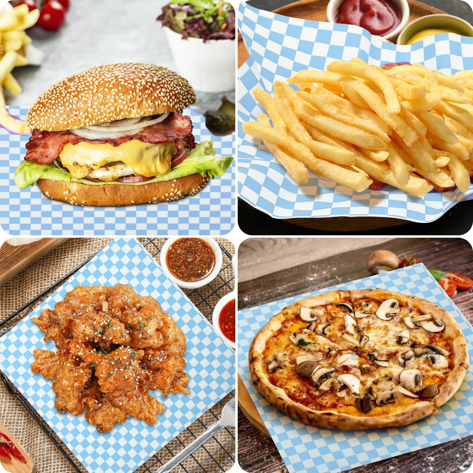 100PCS Sandwich Wrapping Paper, Grease Resistant Wax Paper Sheets For Food, Extra Strong Food Basket Liners, Classic Red & White Checkered Deli Paper Sheets 12x12" For BBQ, Picnic, Festival - Vacnkoy