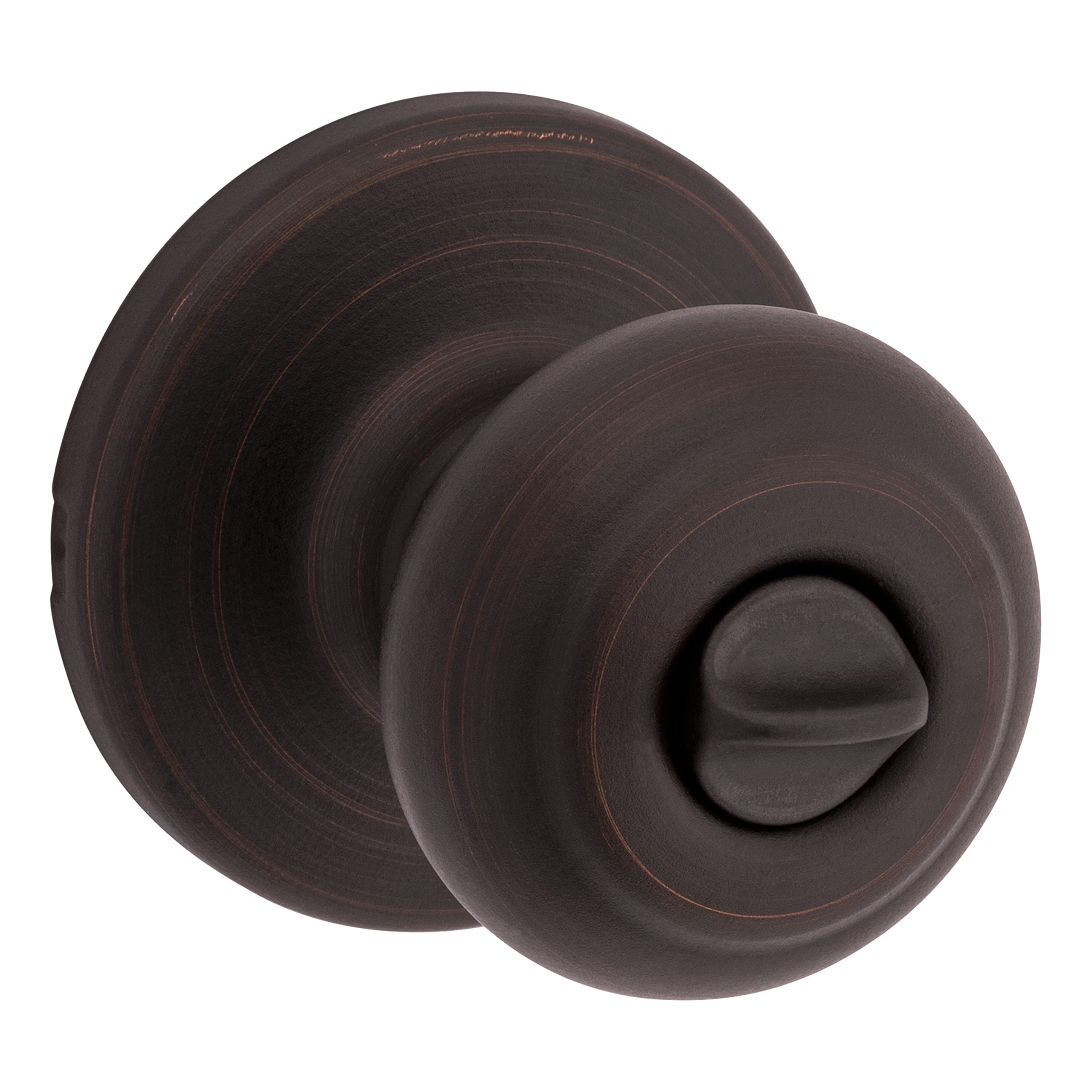 Kwikset Cove Interior Privacy Door Knob with Lock, Door Handle for Bathroom and Bedroom, Venetian Bronze Keyless Turn Lock Doorknob