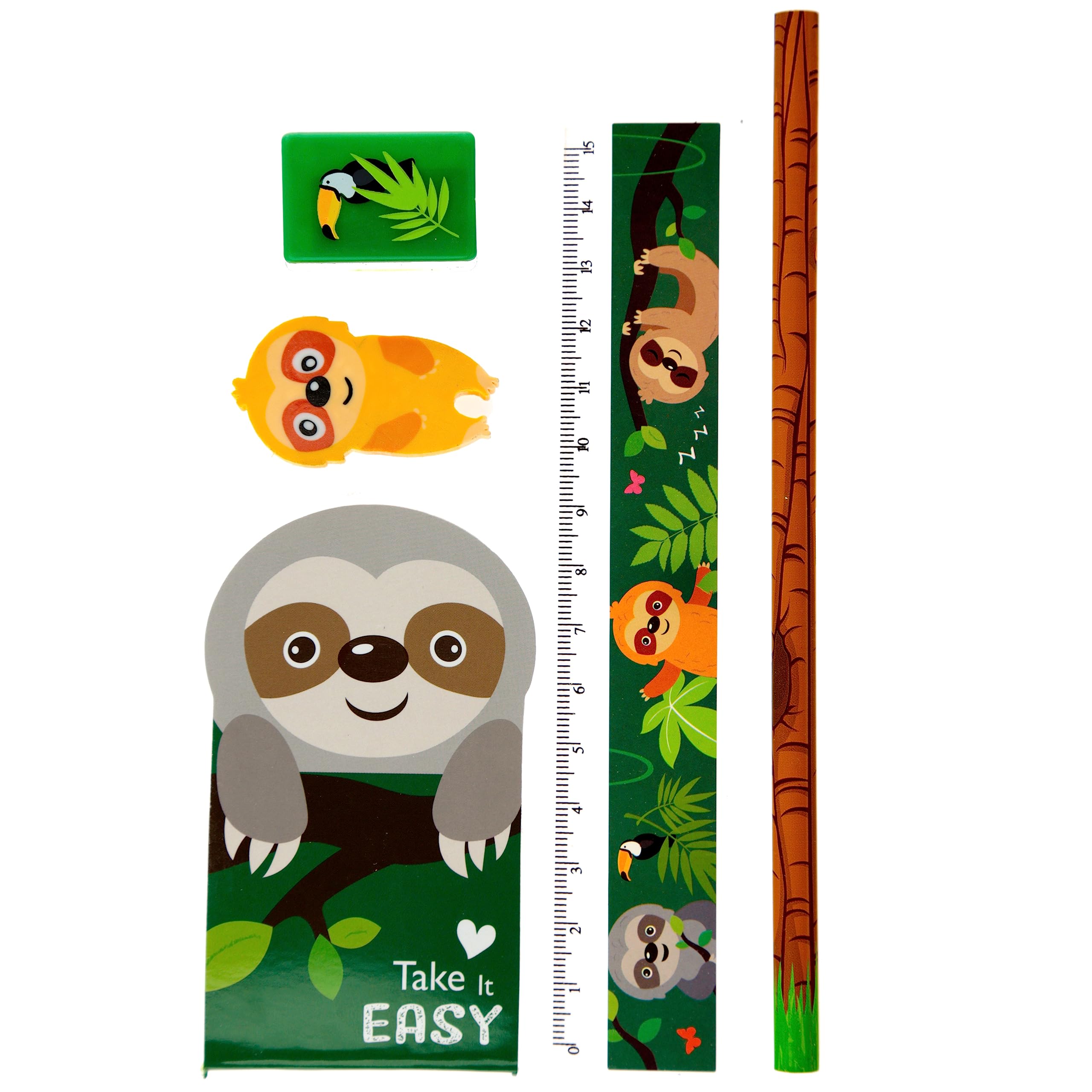 Puckator Cute Sloth Design Stationery Set STA83 - Only Available Assorted, Multicolor, 4 Piece Set - Image 2