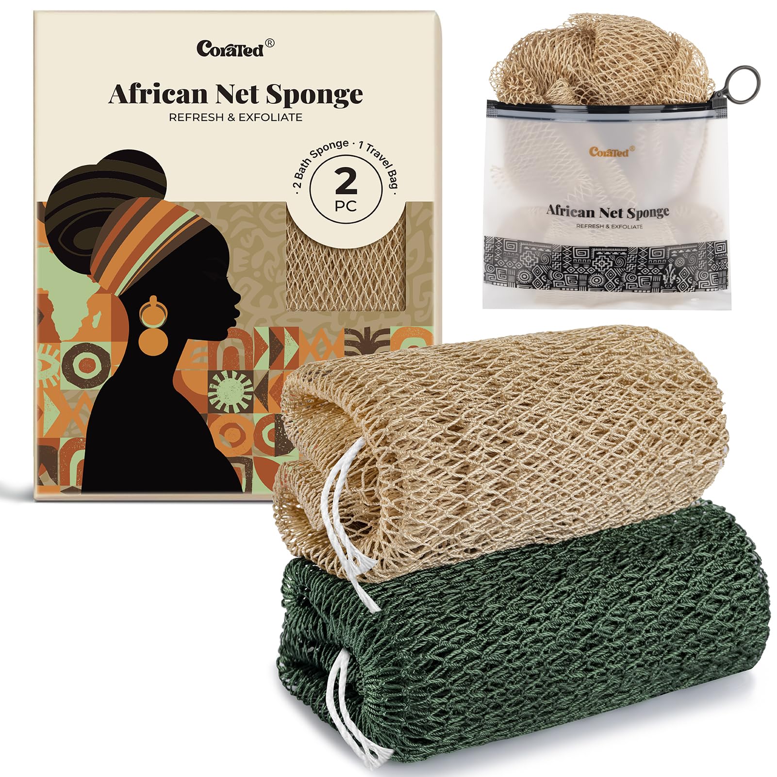 Photo 1 of CORATED African Net Sponge Bath Loofah with Knots