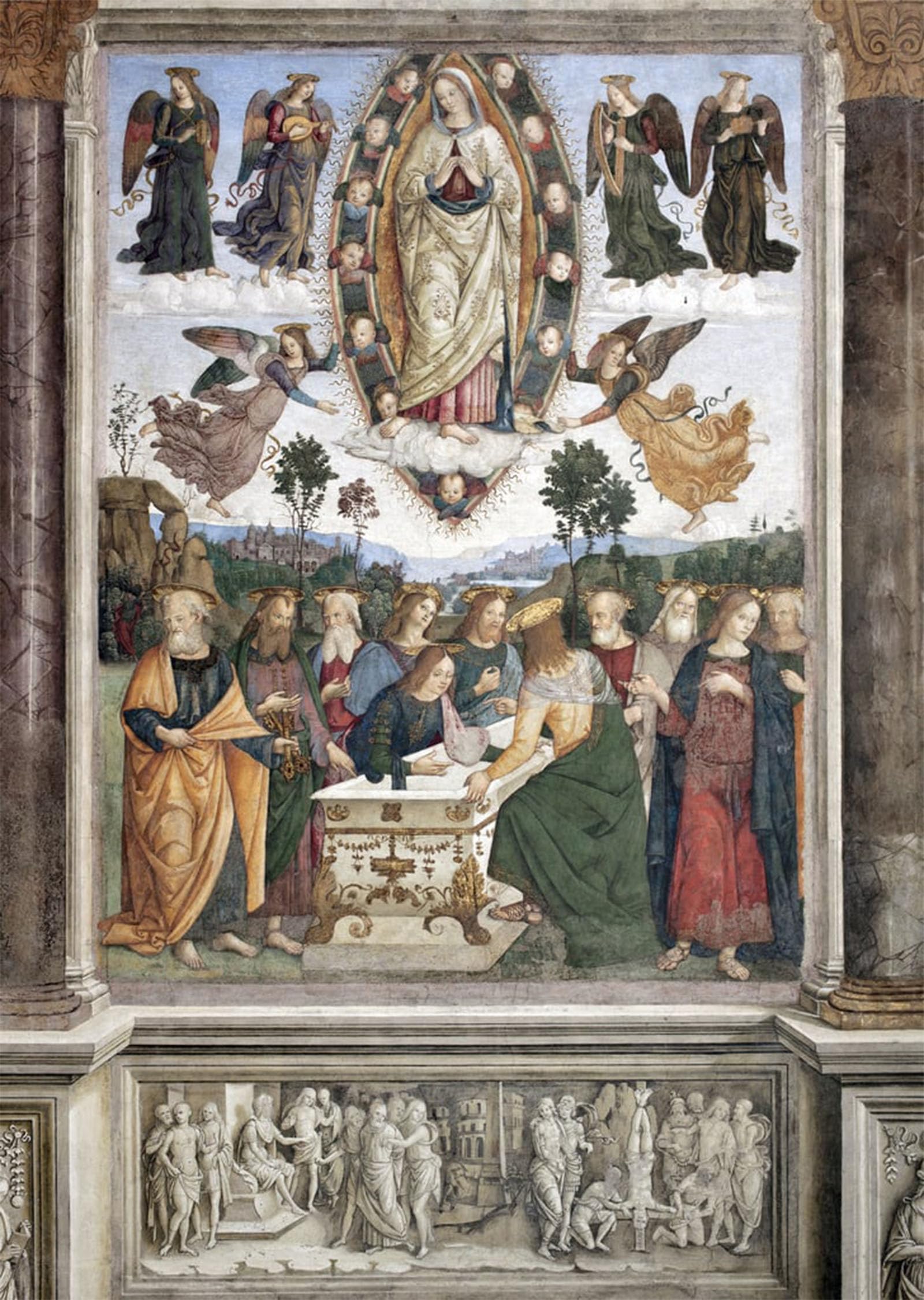 Cuadro pintura al óleo Asunción de la Virgen de Pinturicchio, 60x90cm 5
