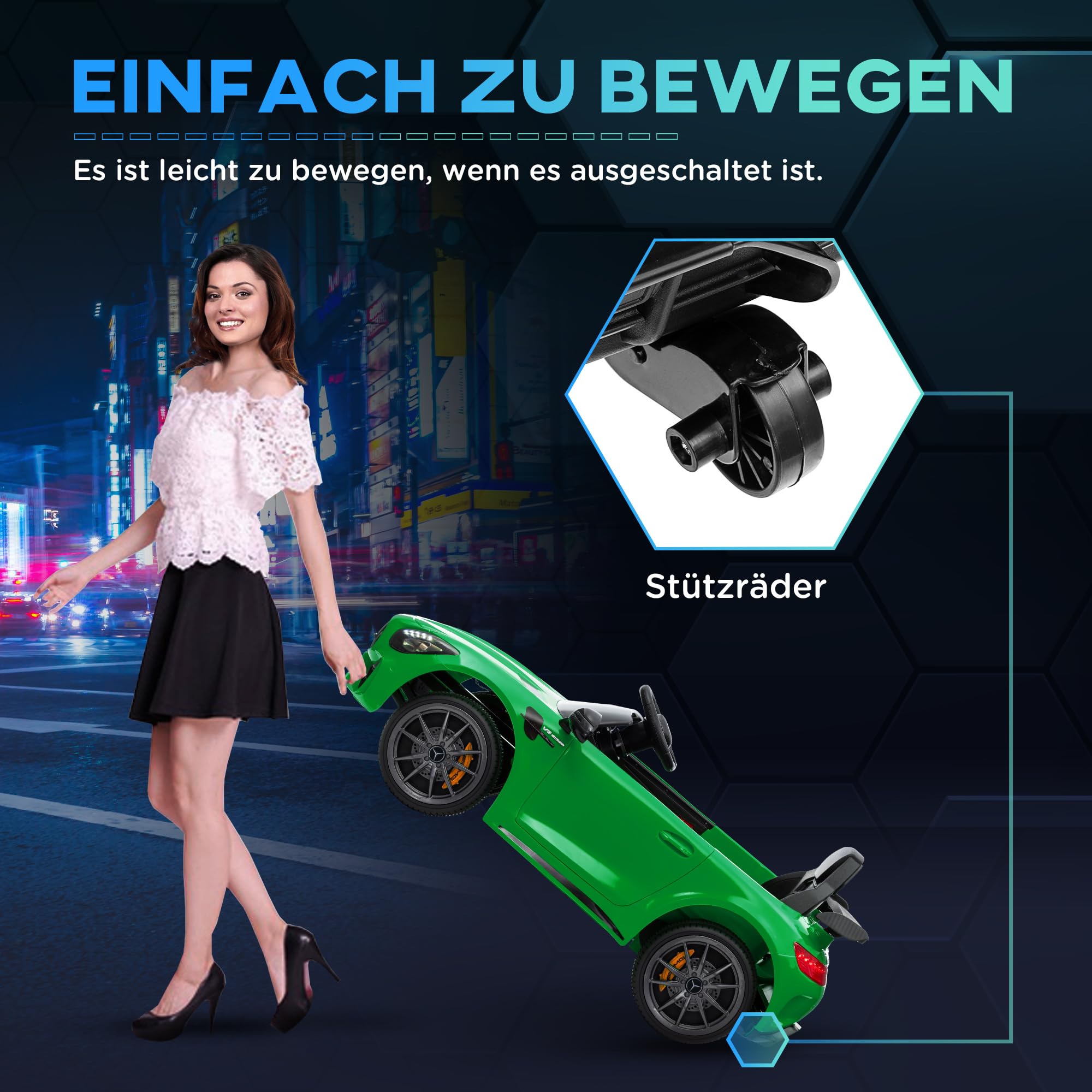 AIYAPLAY Elektryczny Samochód dla Dzieci 12V z Pilotem 2,4G, Pojazd Dziecięcy z Klaksonem, MP3, Muzyką, Miękki Start, Funkcja Jazdy do Tyłu 3-5 km/h, dla Dzieci 3-6 Lat, Zielony