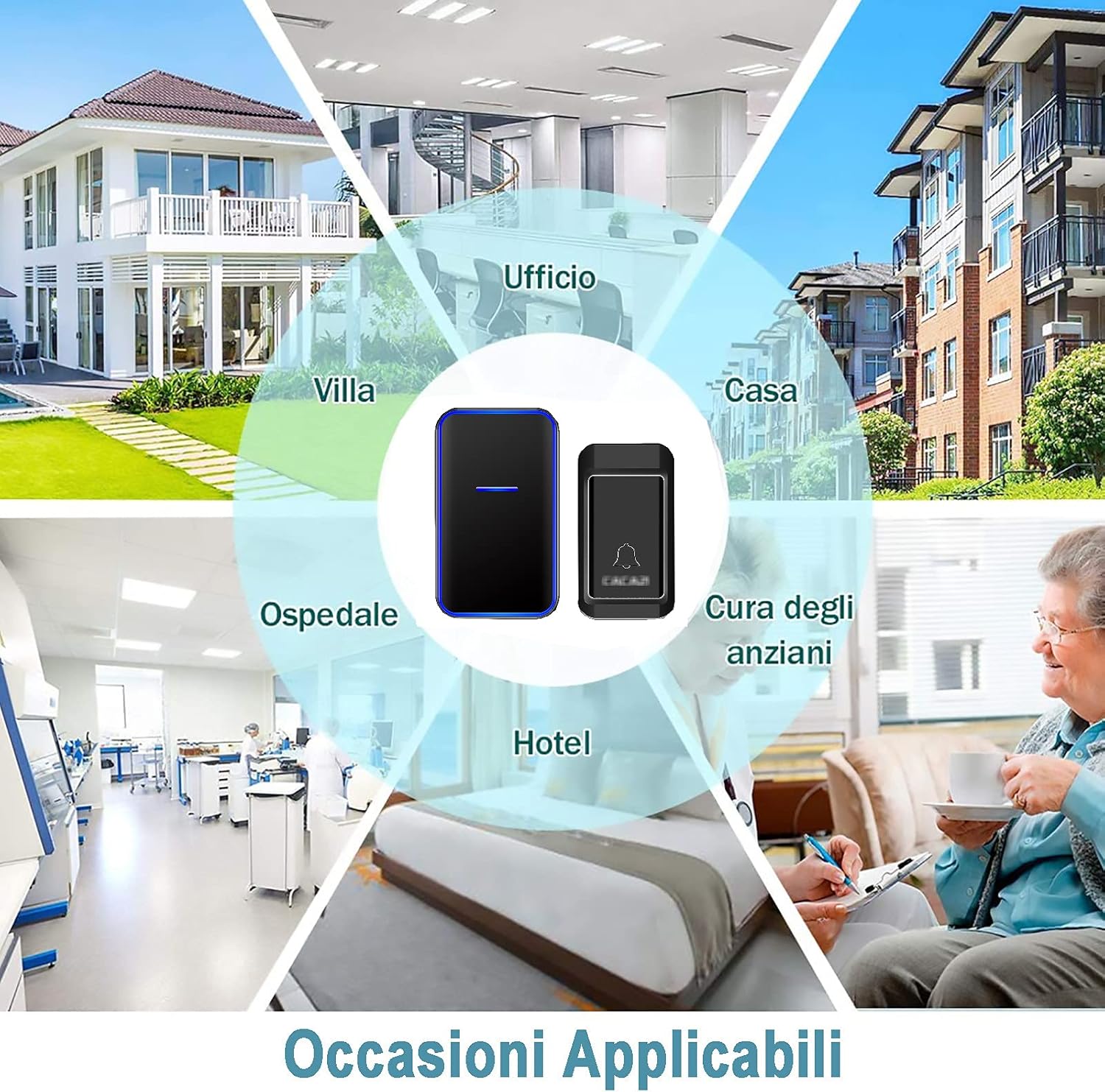 Wireless Doorbell [No Battery Required], Wall Plug-in Cordless Doorbell with Self-Generating Power Push Button Door Chime, 38 Ringtones, IP44 Waterproof Door Entry Bell,White (White (Black)