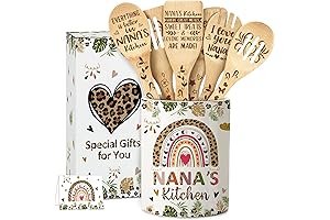 Personalized Nana Gifts from Grandchildren - Ceramic Utensil Holder with Wooden Spoons