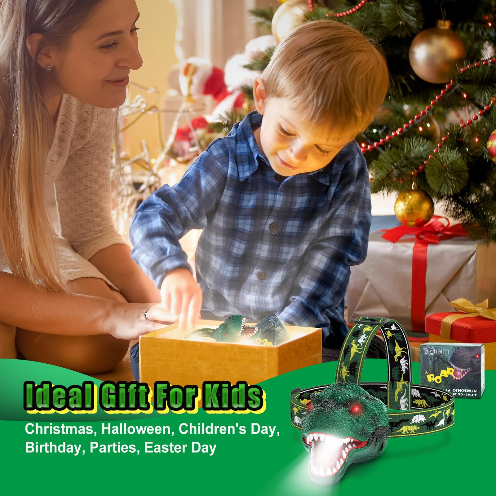 Dinosaur Headlamp for Kids - Rechargeable LED -3