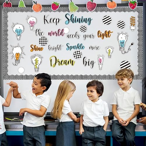 Miniatura 7 de Simply Stylish - Juego de tablón de anuncios motivacional con borde de tablón de anuncios, sigue brillando positivamente, decoración de clase para