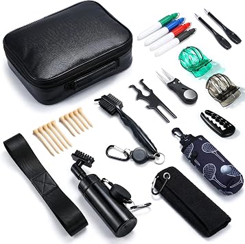 Golf Essentials Kit | Must Have Golf Accessories - Golf Water Brush, Golf Towel, Golf Club Brush, Golf Ball Marker, Divot Repair Tool