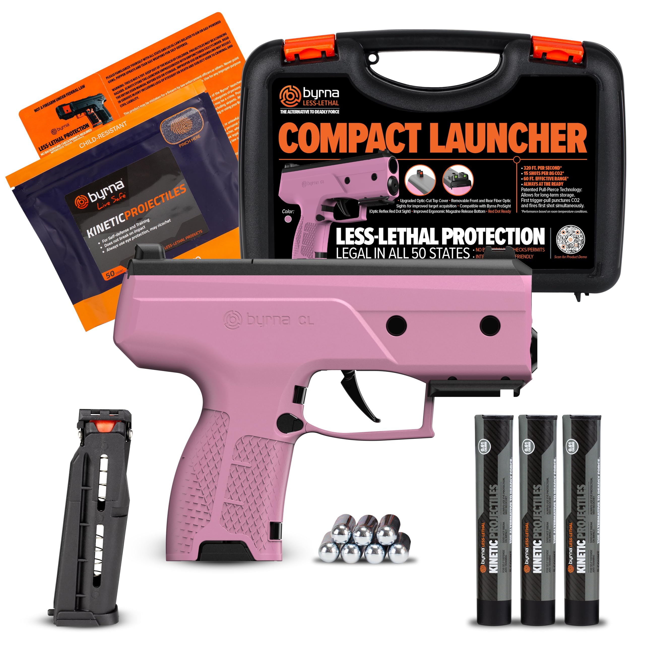 Byrna CL [Compact Launcher] Kinetic Launcher Ultimate Bundle - Non Lethal Kinetic Projectile Launcher, Home &amp; Personal Defense