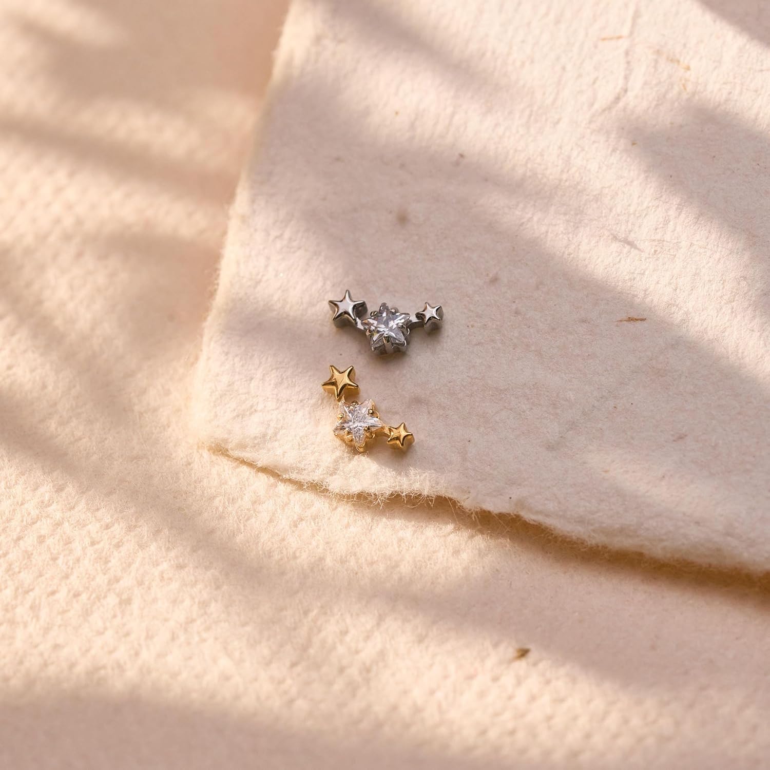 Flat Back Stud Cartilage Tragus Helix Nose Piercing Earrings Jewelry For Women Conch Threadless 18G Titanium Surgical Steel Hypoallergenic 14K Gold plated CZ Silver Small Tiny Studs - Image 6