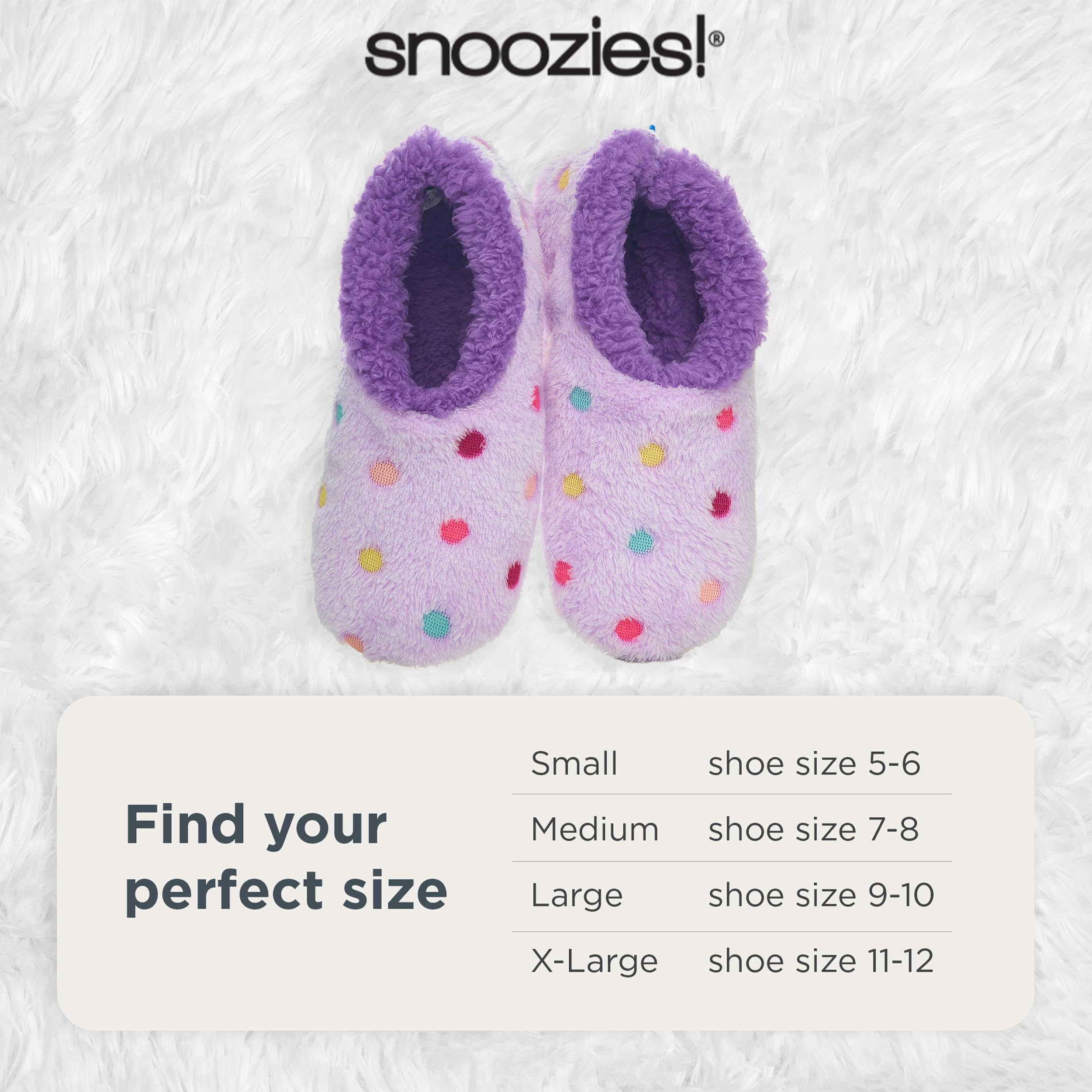Snoozies Hausschuhe für Damen, Lotsa Punkte, Bunte gemütliche Sherpa Hausschuhe für Damen, Hausschuhe für Damen, Bunte Hausschuhe, Pink (Lavendel), Small