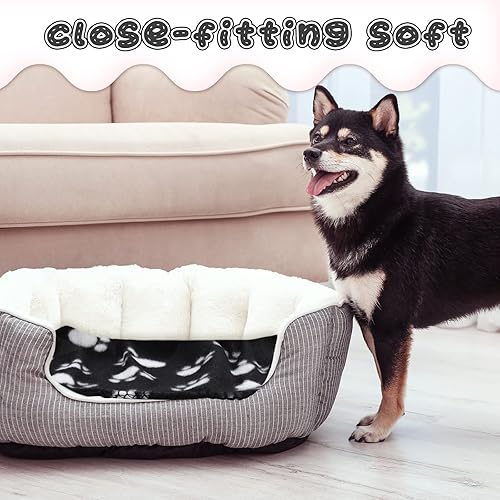 Miniatura 6 de Tatuo 12 mantas para perros pequeños y cachorros, manta de forro polar a granel, cálida manta de fieltro para primavera, linda impresión de patas,