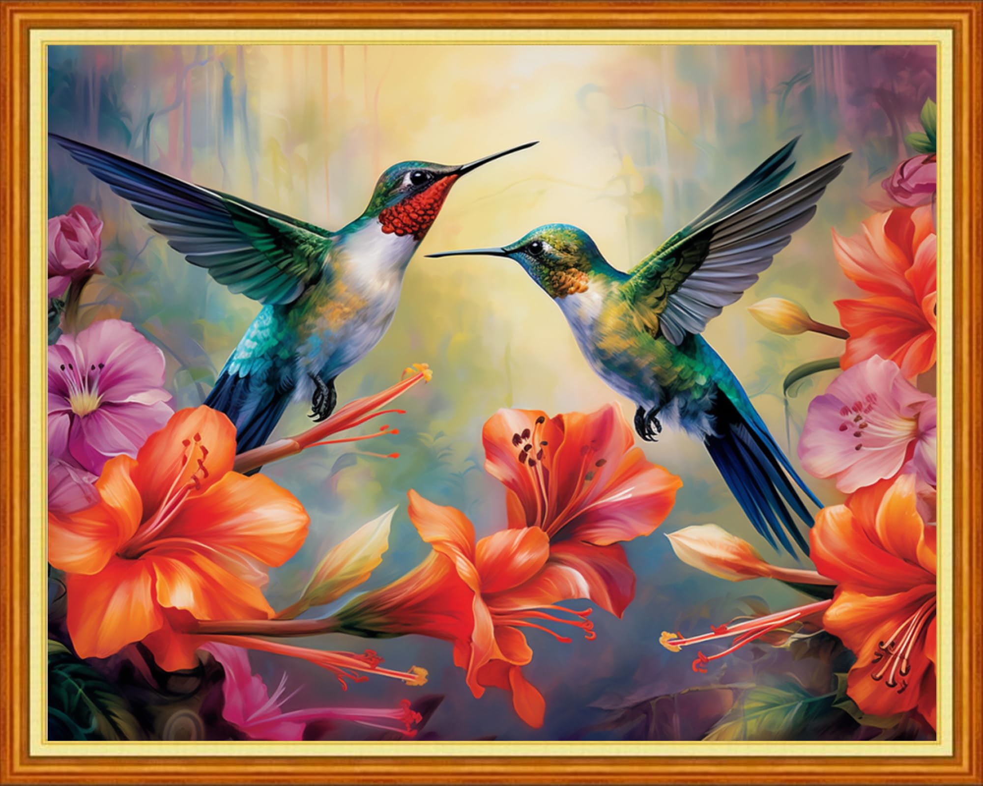 Dooxvey Cross Stitch Kits for Adults Stamped Full Range of Embroidery Starter Kits for Beginners 11CT Printed Cross Stitch Patterns Needlepoint Kits Stamped Crossstitch-Hummingbird 16x20 inch