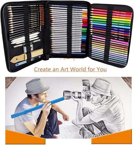 Miniatura 6 de Juego de 36 lápices de colores, lápices para colorear para adultos, bocetos de artista, lápices de dibujo de primera calidad con bolsa enrollable de