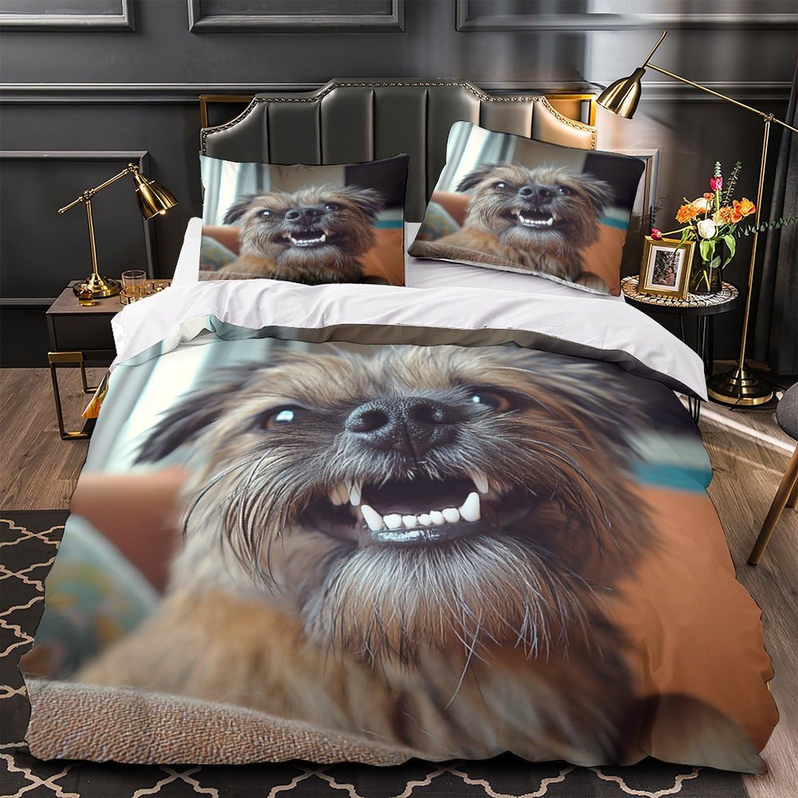Housse de couette motif chien 3D pour une chambre familiale chaleureuse et cosy