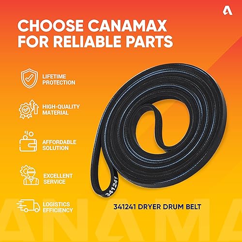 Miniatura 4 de Canamax 341241 Correa de tambor de secadora para AP2946843 W10127457 FSP341241 8066065 694088 - Compatible con Kenmore Whirlpool KitchenAid -